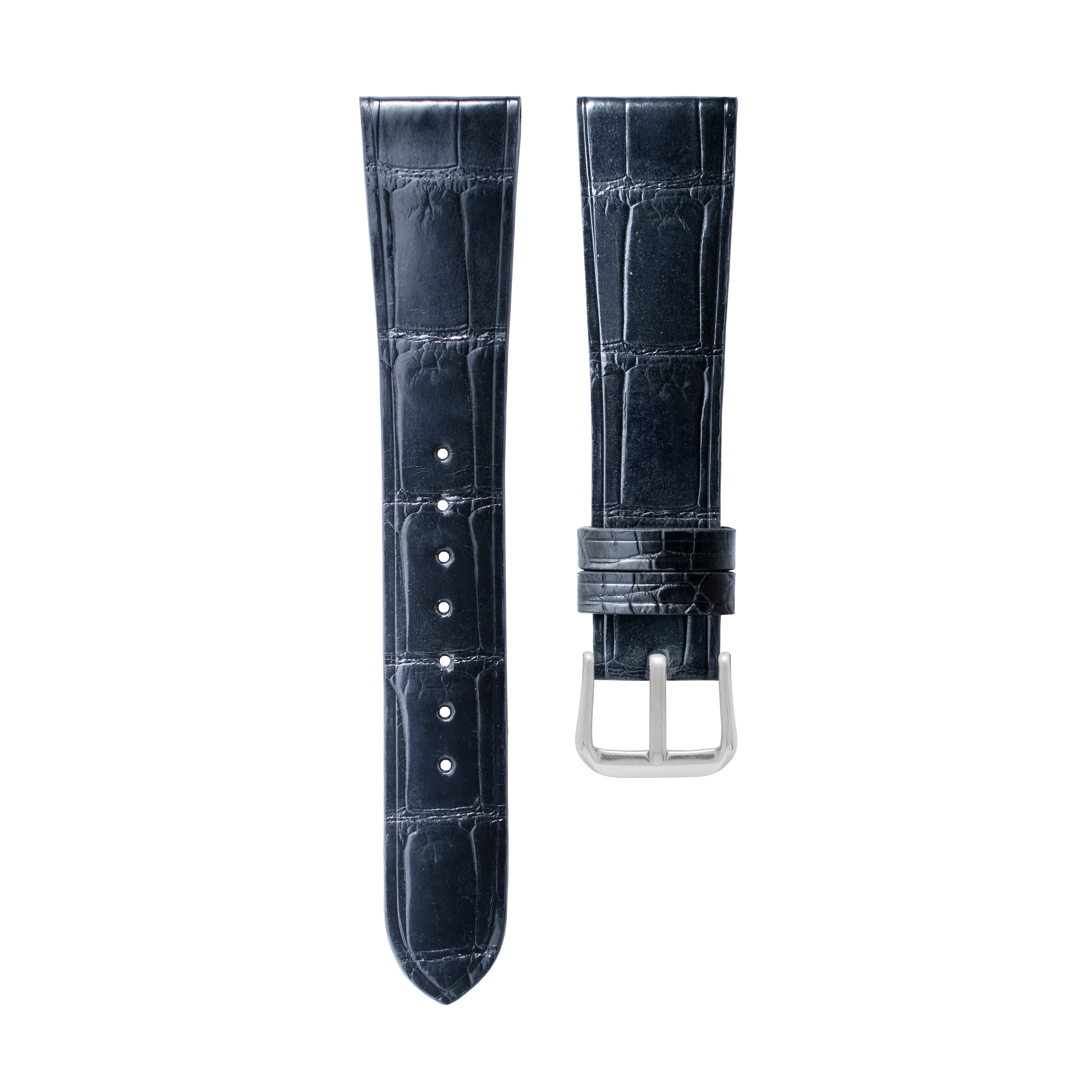 Glossy Black Alligator/Crocodile Strap